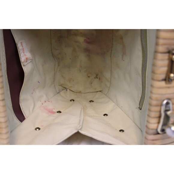 Vtg 1970s Straw Handbag Tote Purse Bag Boho Beach Vacation Cruise Embroidered - Picture 12 of 15